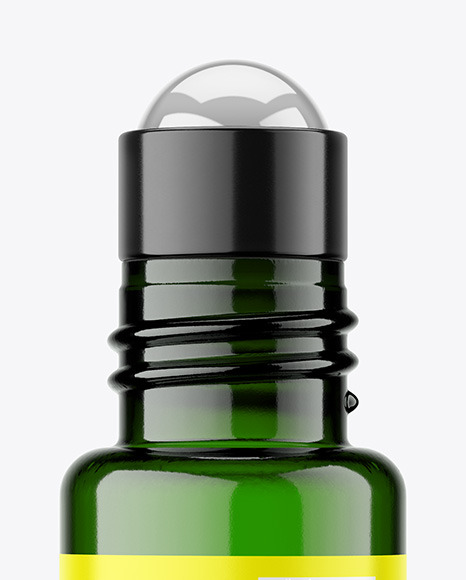 Green Glass Roll-on Bottle Mockup