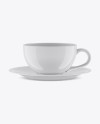 Glossy Coffee Cup W/ Sauser Mockup