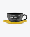Matte Coffee Cup W/ Sauser Mockup