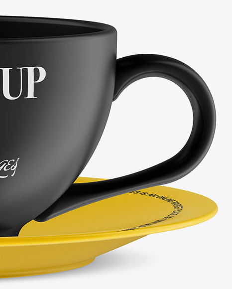 Matte Coffee Cup W/ Sauser Mockup