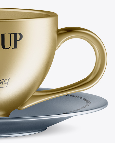 Metallic Coffee Cup W/ Sauser Mockup