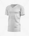 Men's T-Shirt With V-Neck Mockup - Half Side View