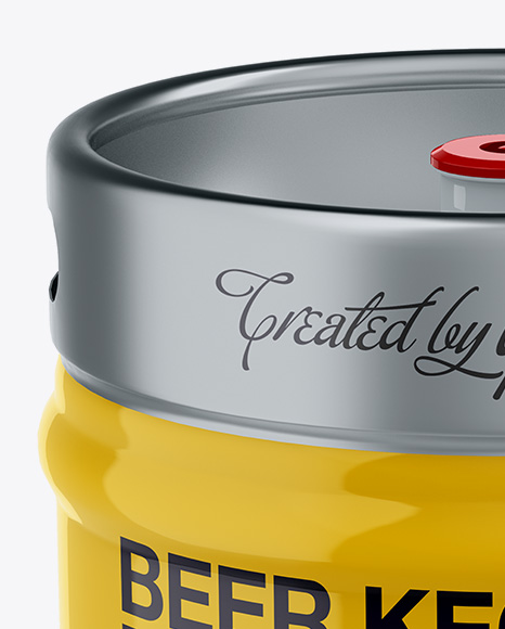 30L Glossy Beer Keg Mockup - Front View (High-Angle Shot) - Free