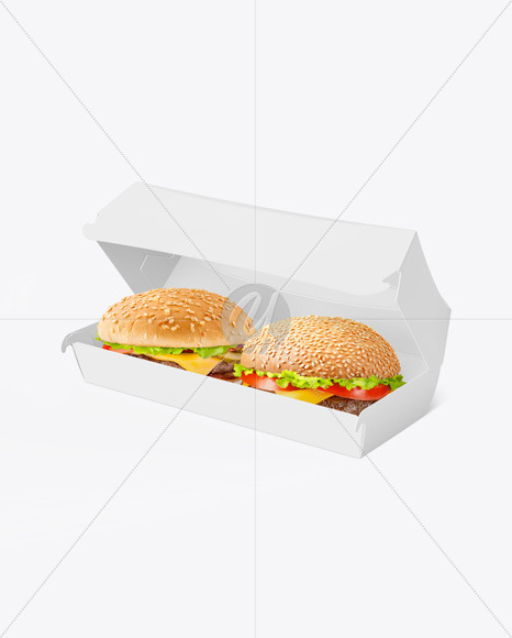 Paper Box w/ Two Burgers Mockup