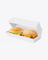 Paper Box w/ Two Burgers Mockup