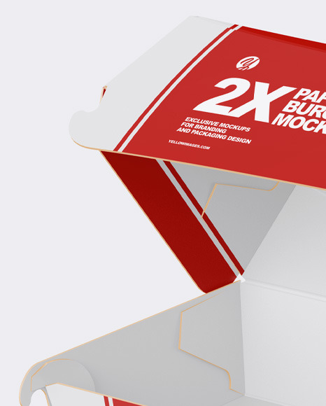 Paper Box w/ Two Burgers Mockup