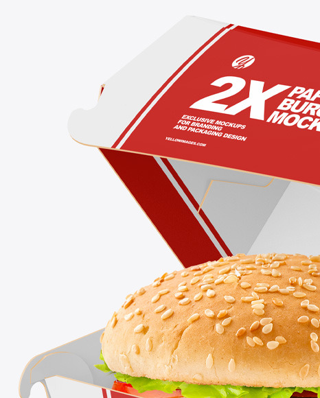 Paper Box w/ Two Burgers Mockup