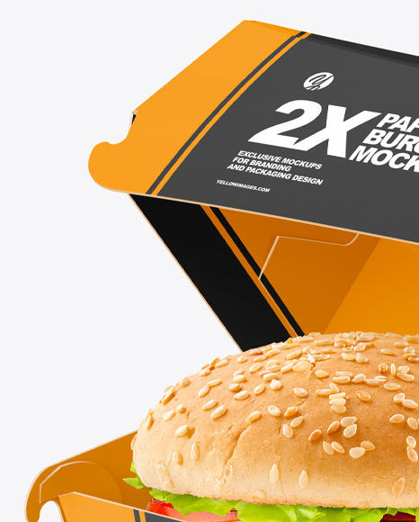 Paper Box w/ Two Burgers Mockup