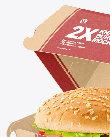 Kraft Box w/ Two Burgers Mockup