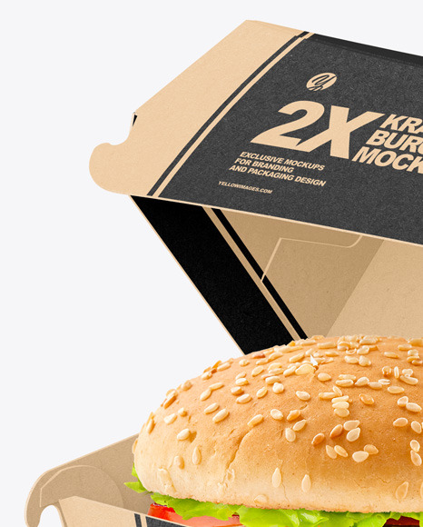 Kraft Box w/ Two Burgers Mockup