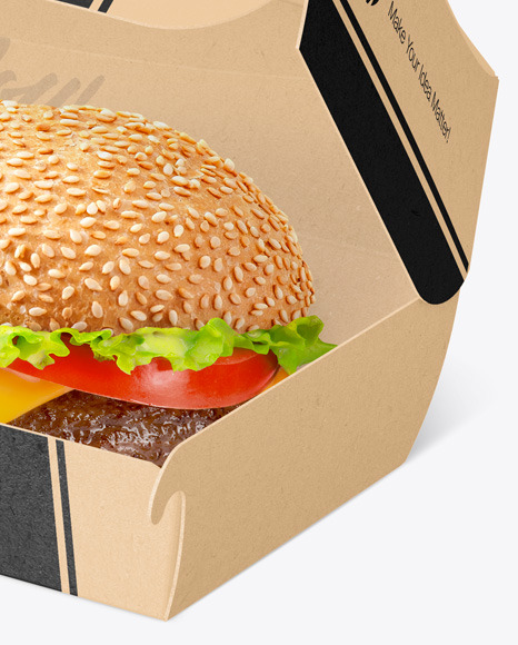 Kraft Box w/ Two Burgers Mockup