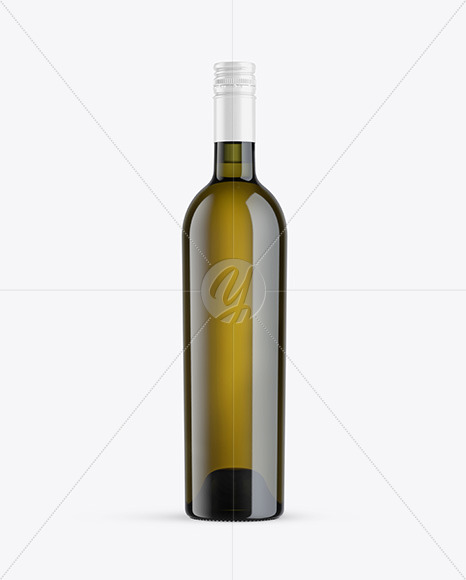 Green Glass White Wine Bottle Mockup