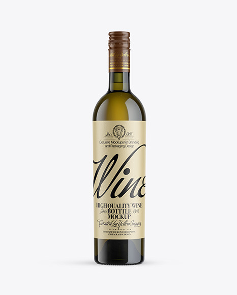 Green Glass White Wine Bottle Mockup