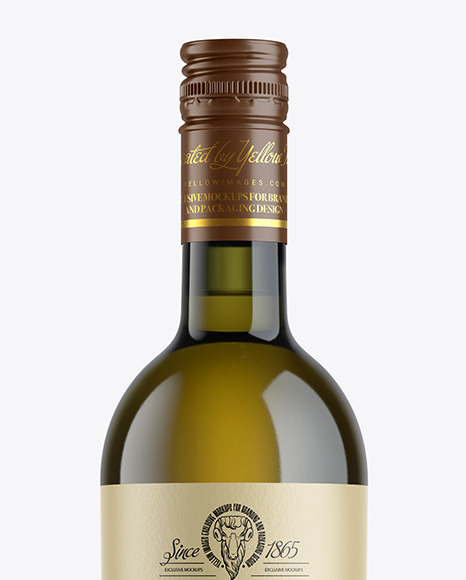 Green Glass White Wine Bottle Mockup