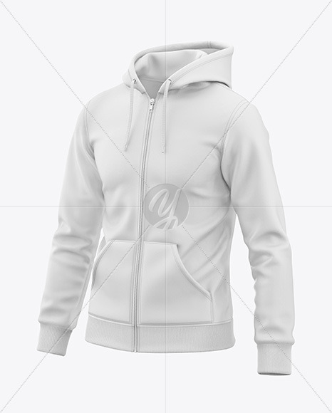 Raglan Full-Zip Hoodie Mockup - Half Side View