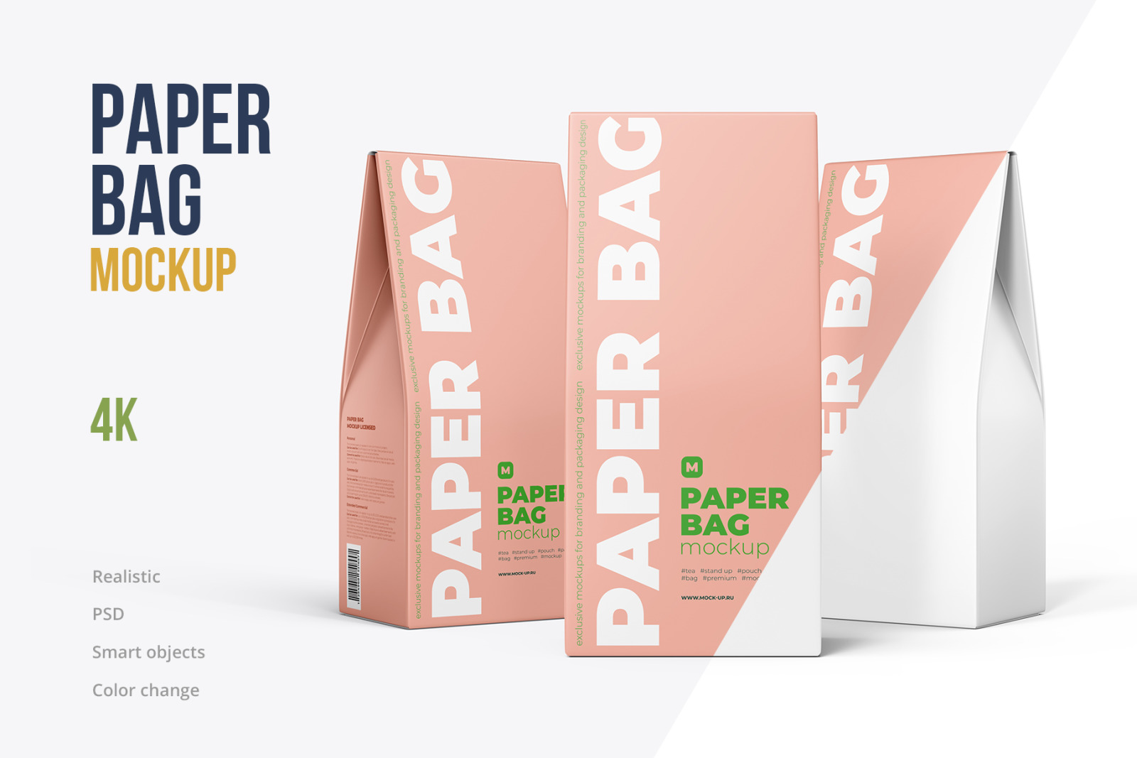 Three Paper Bags mockup in one scene