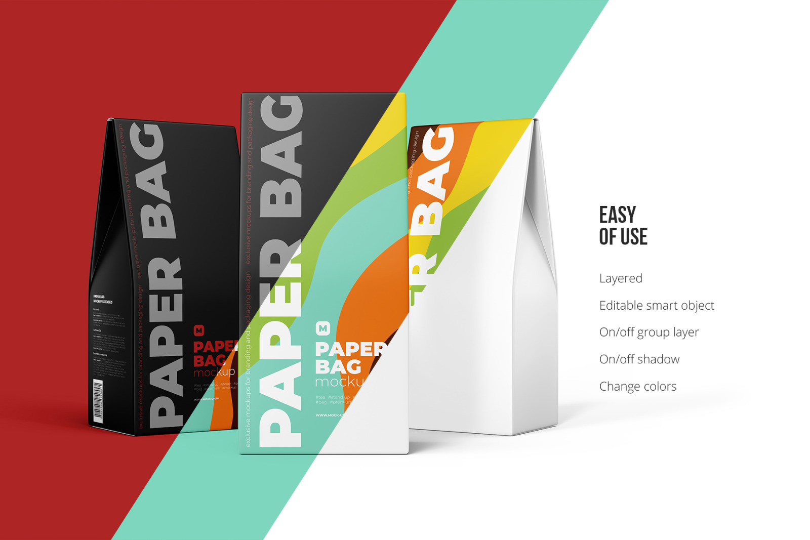 Three Paper Bags mockup in one scene