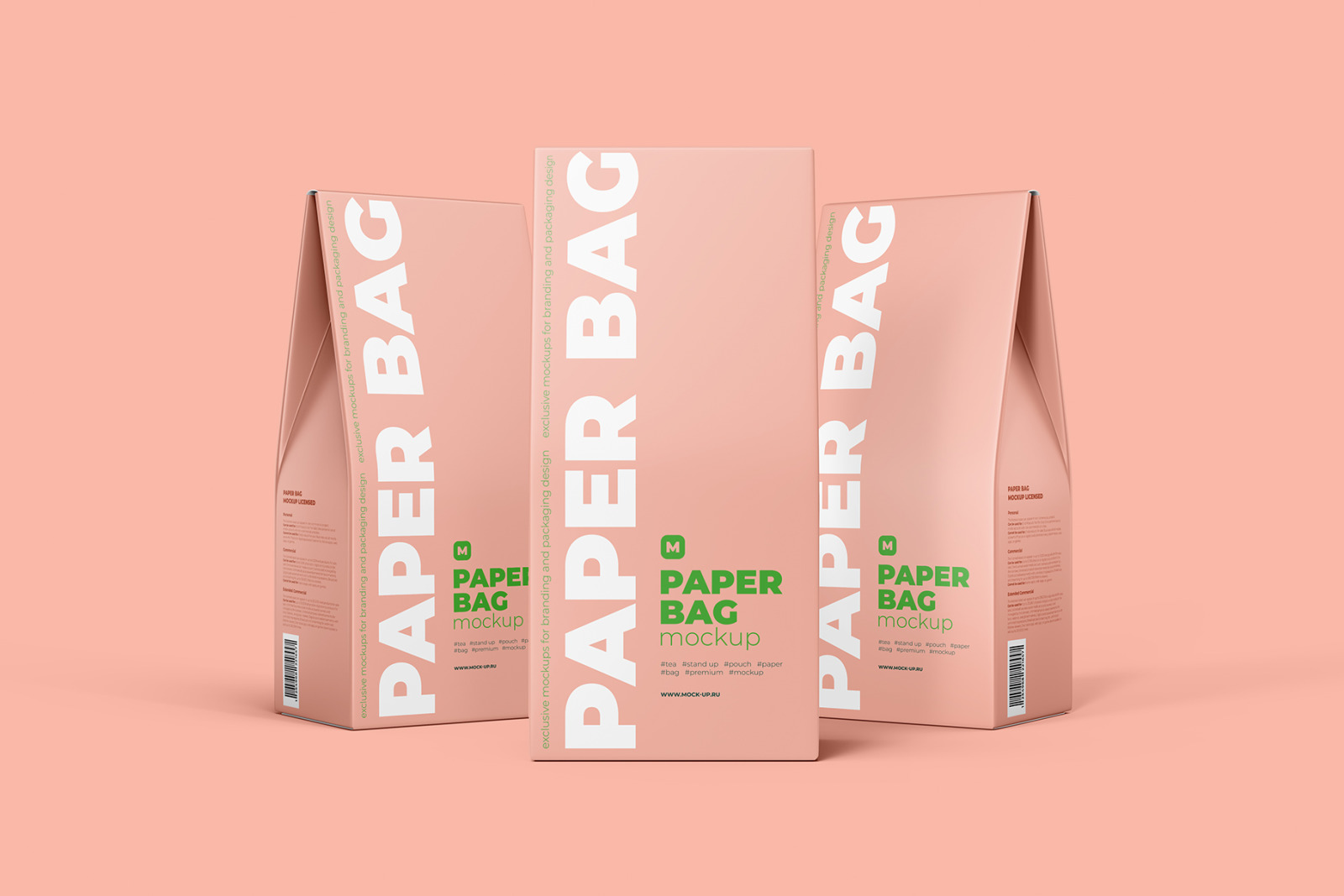 Three Paper Bags mockup in one scene