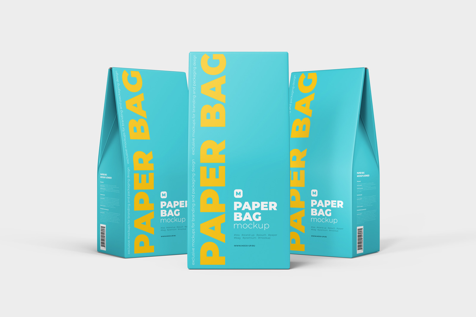 Three Paper Bags mockup in one scene