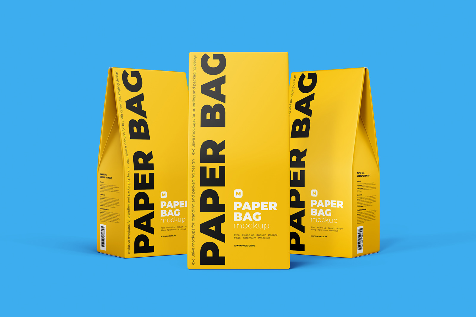 Three Paper Bags mockup in one scene