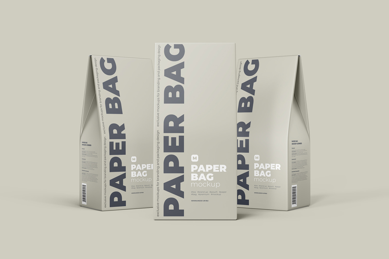 Three Paper Bags mockup in one scene