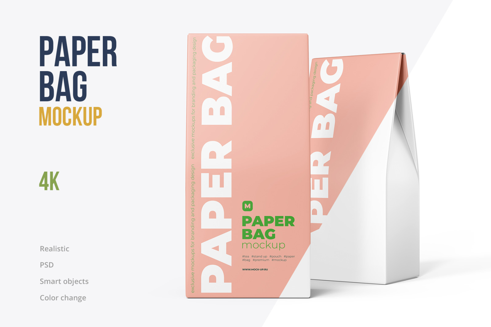Two Paper Bag Mockup in one scene Two Paper Bag Mockup in one scene