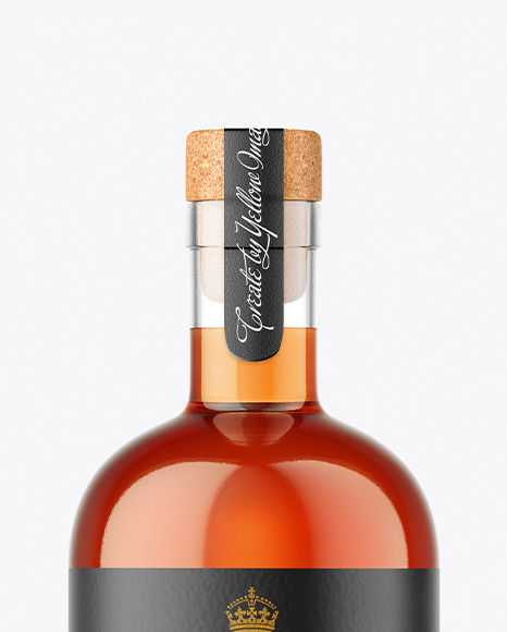 Cognac Bottle With Glass Mockup