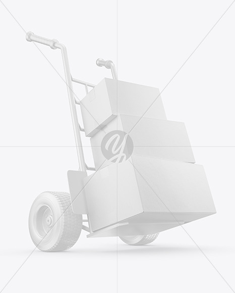 Hand Truck With Boxes Mockup