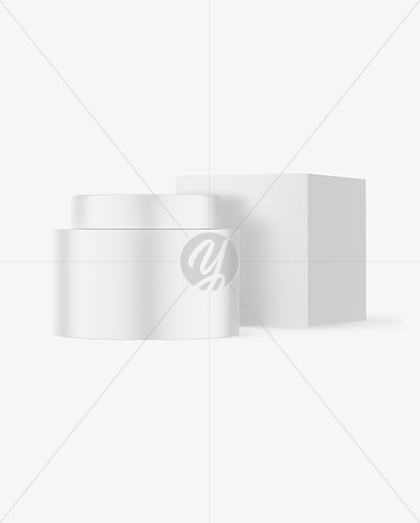 Matte Cosmetic Jar With Box Mockup