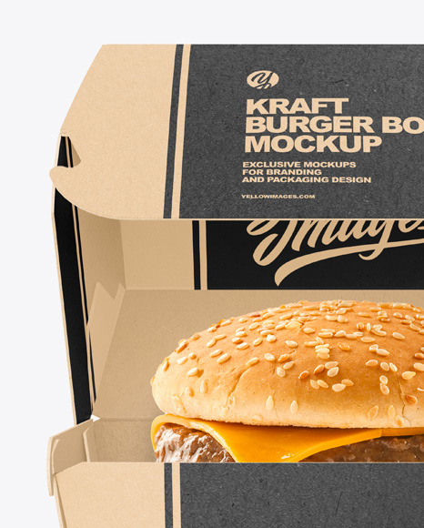 Kraft Box w/ Burger Mockup