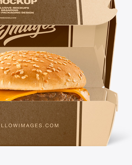 Kraft Box w/ Burger Mockup