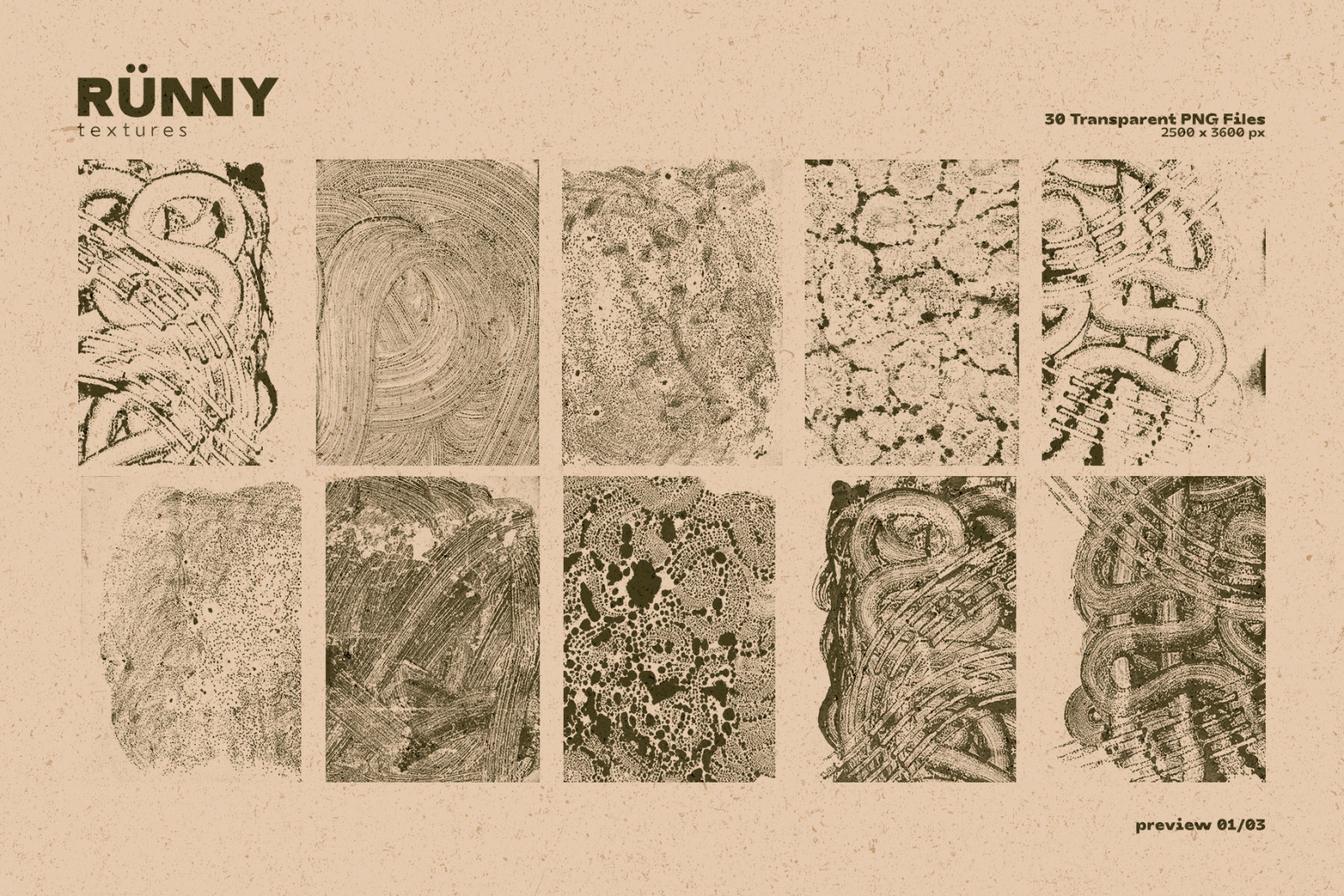 Runny Textures: 30 Transparent PNG Files Textures