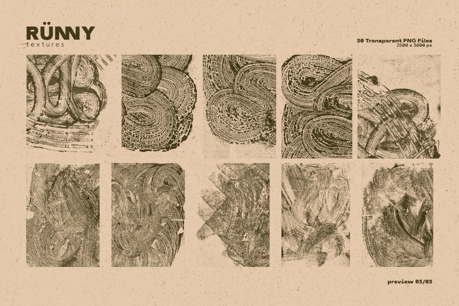 Runny Textures: 30 Transparent PNG Files Textures