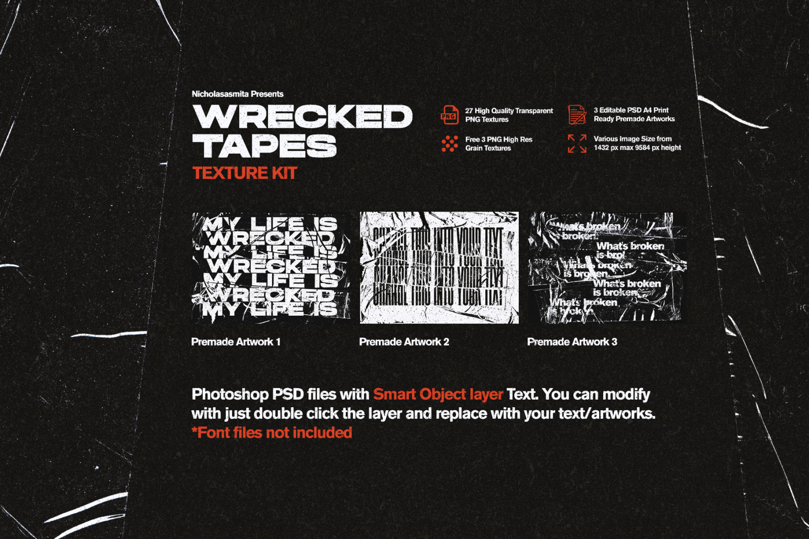 Wrecked Tapes Texture Kit: 33 Objects Ripped Tapes