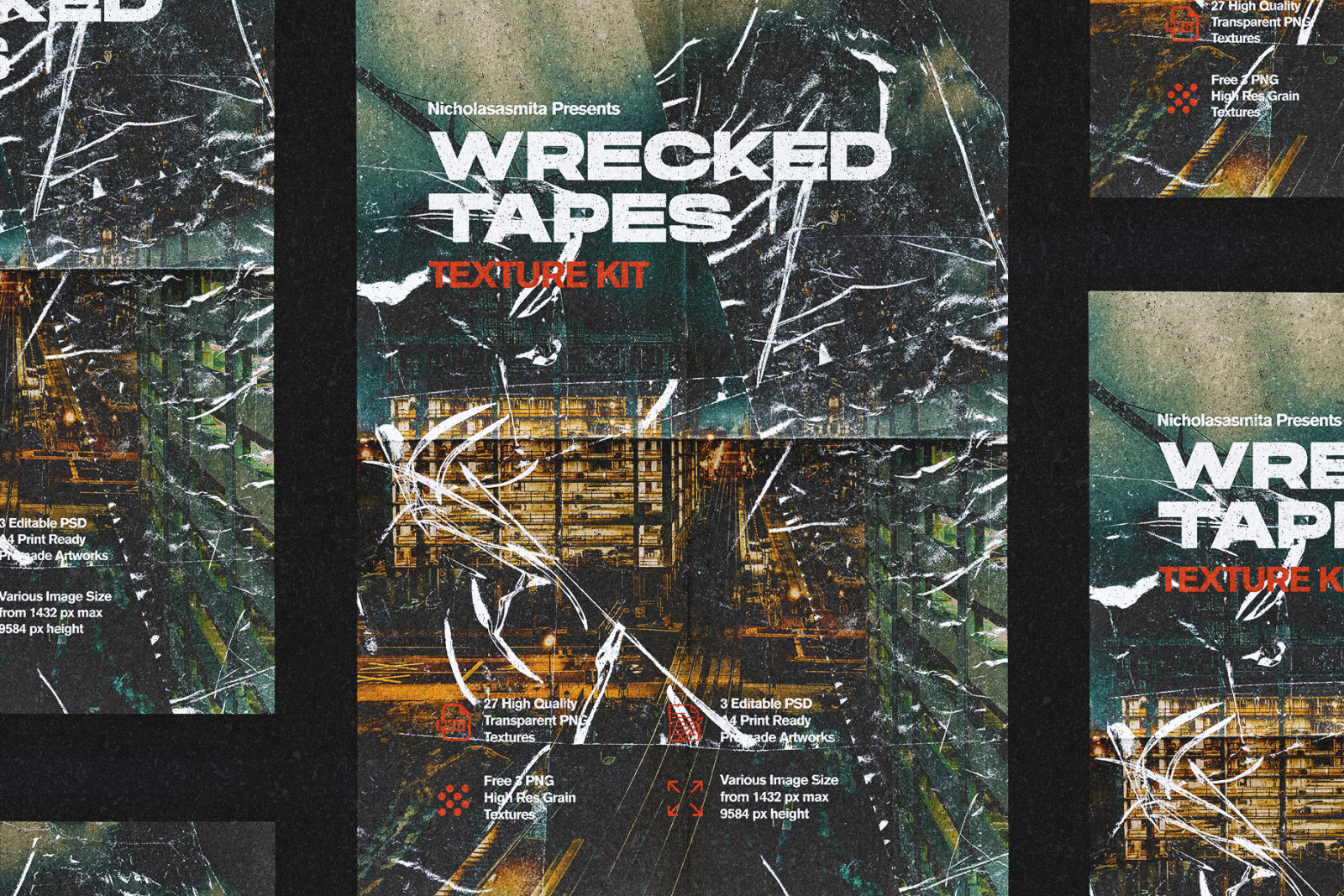 Wrecked Tapes Texture Kit: 33 Objects Ripped Tapes