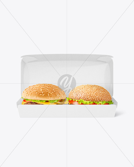 Kraft Box w/ Two Burgers Mockup