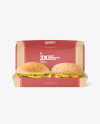 Kraft Box w/ Two Burgers Mockup