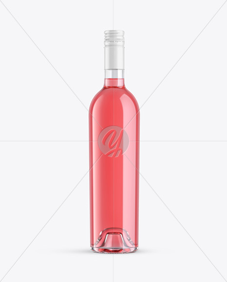 Clear Glass Rose Wine Bottle Mockup