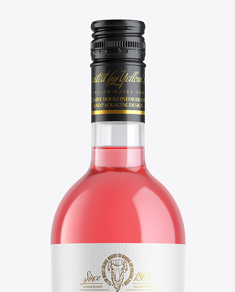 Clear Glass Rose Wine Bottle Mockup