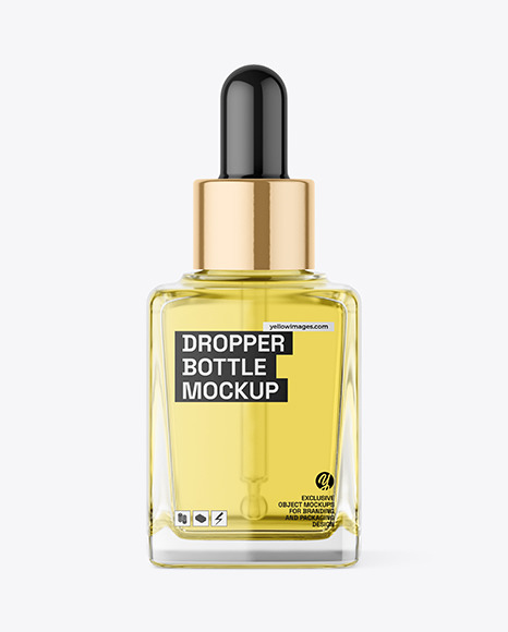 Clear Glass Square Dropper Bottle Mockup - Oil dropper bottle mockup