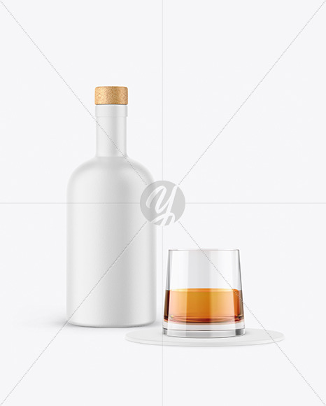 Ceramic Bottle With Glass Mockup