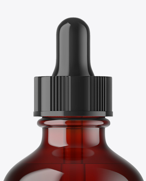 Dark Amber Glass Dropper Bottle Mockup