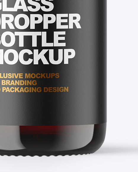 Dark Amber Glass Dropper Bottle Mockup