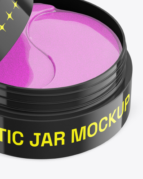 Glossy Cosmetic Jar w/ Patches Mockup