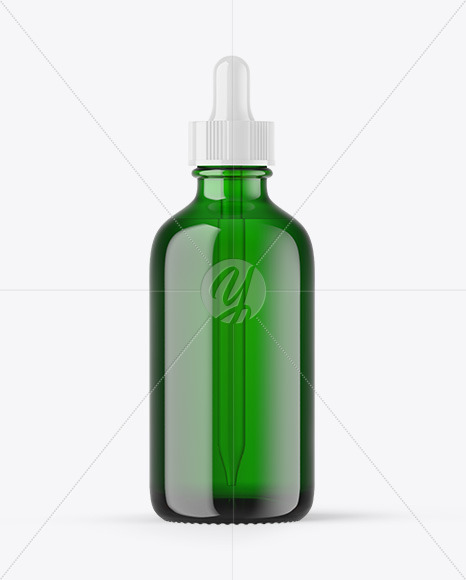 Green Glass Dropper Bottle Mockup