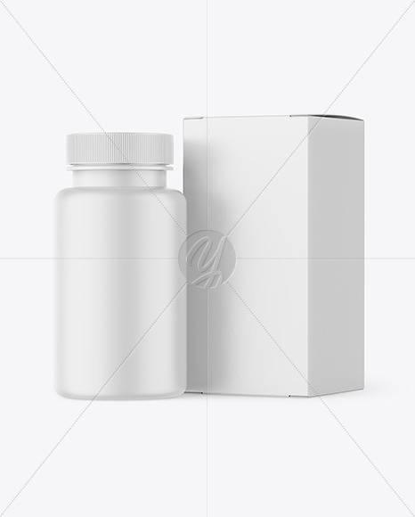 Matte Pills Bottle with Box Mockup