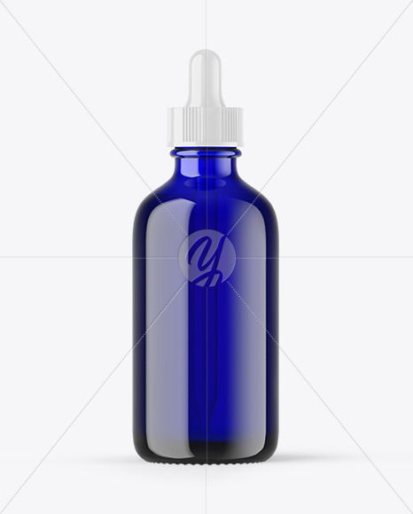 Blue Glass Dropper Bottle Mockup