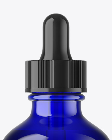 Blue Glass Dropper Bottle Mockup