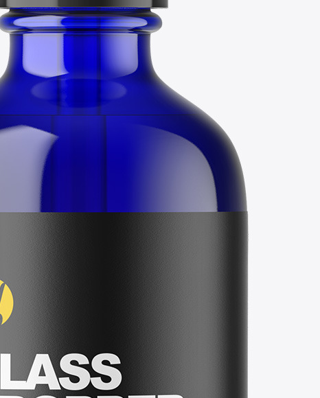 Blue Glass Dropper Bottle Mockup