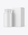 Glossy Pills Bottle with Box Mockup